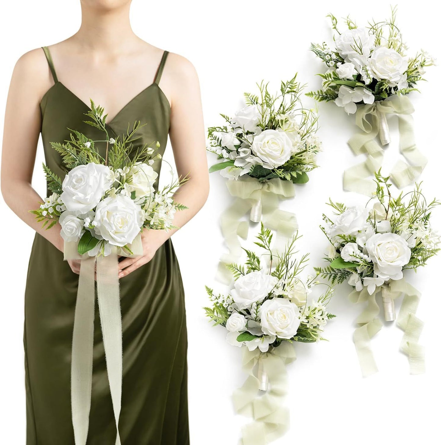 15" Bridesmaid Bouquets - Real Touch Artificial Flowers
