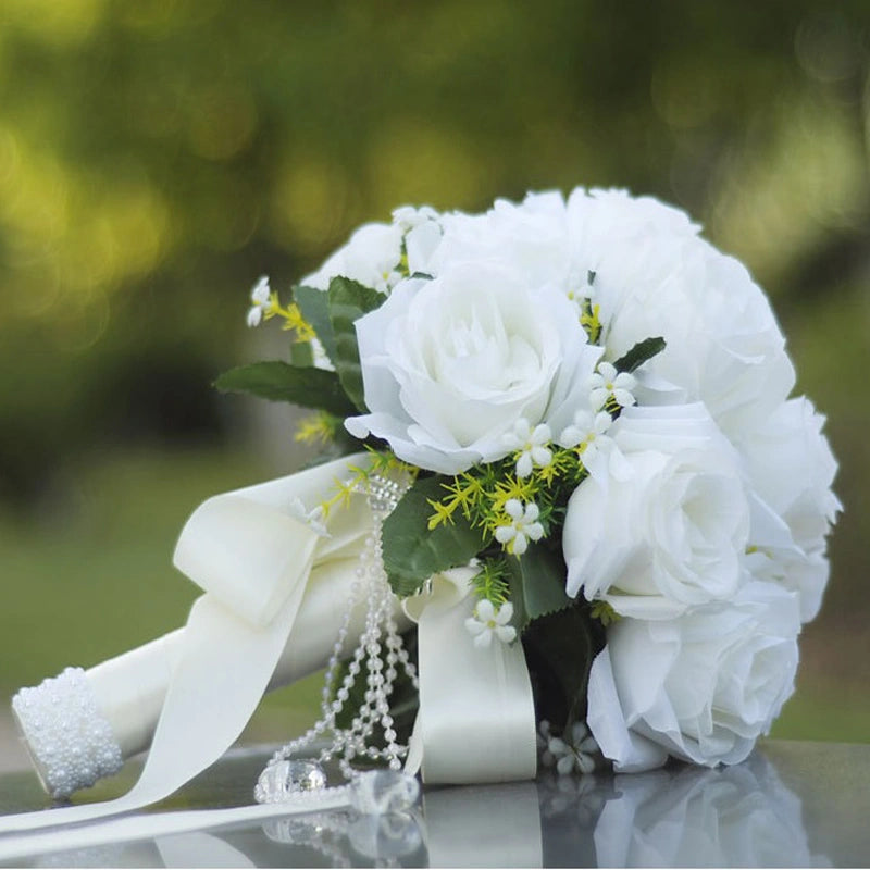 13" Bridal Bouquet in Natural Whites