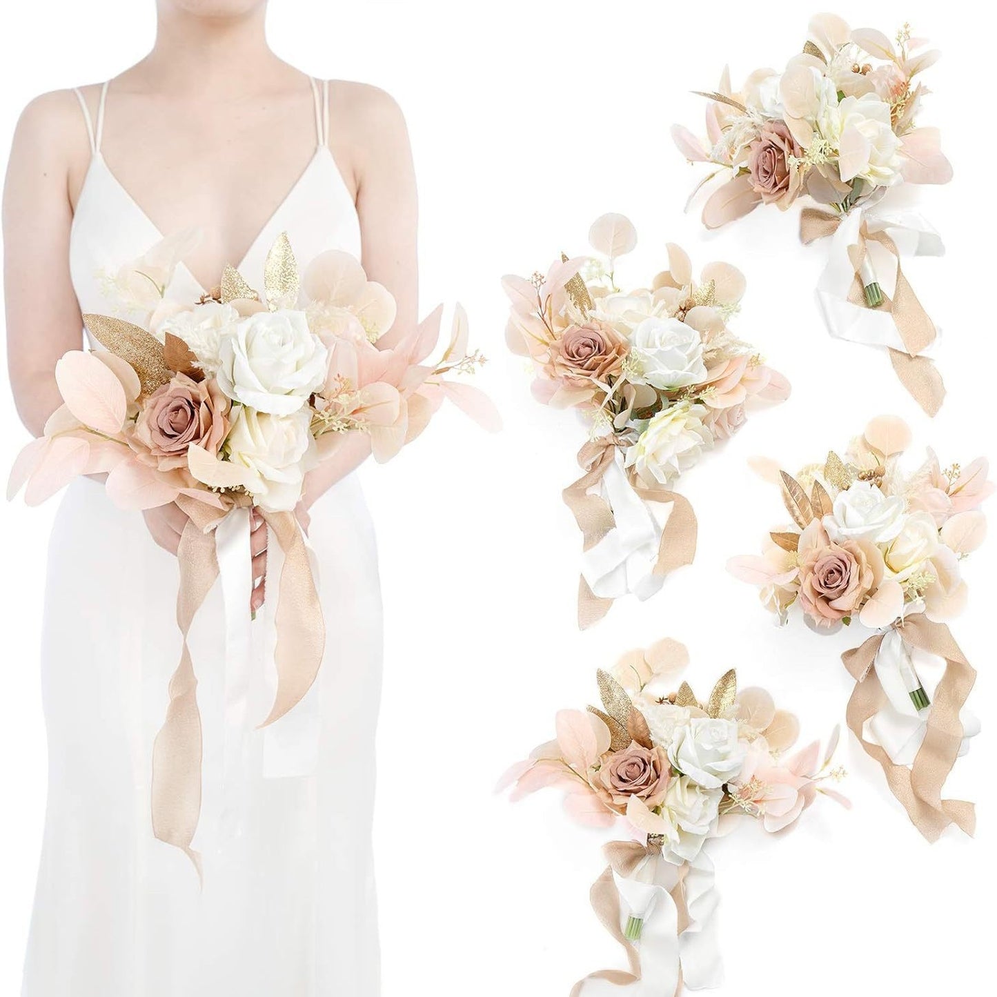 15" Bridesmaid Bouquets - Real Touch Artificial Flowers