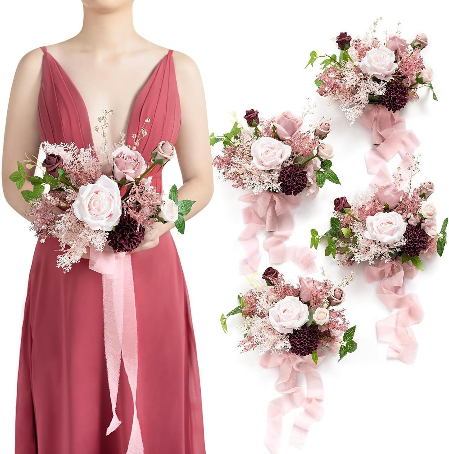 15" Bridesmaid Bouquets - Real Touch Artificial Flowers