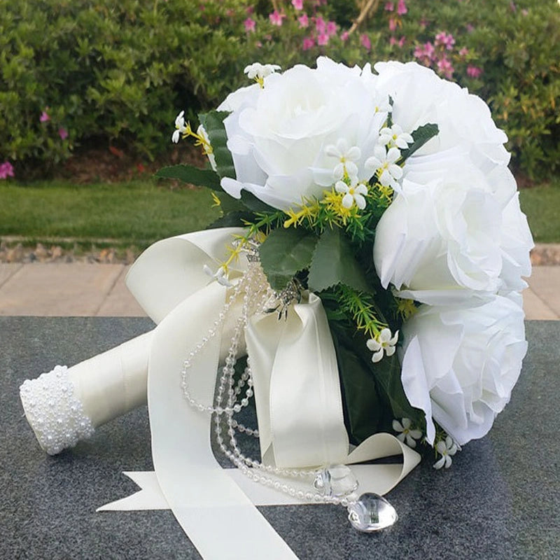 13" Bridal Bouquet in Natural Whites