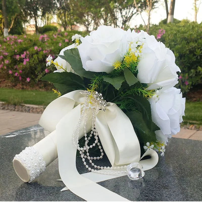 13" Bridal Bouquet in Natural Whites