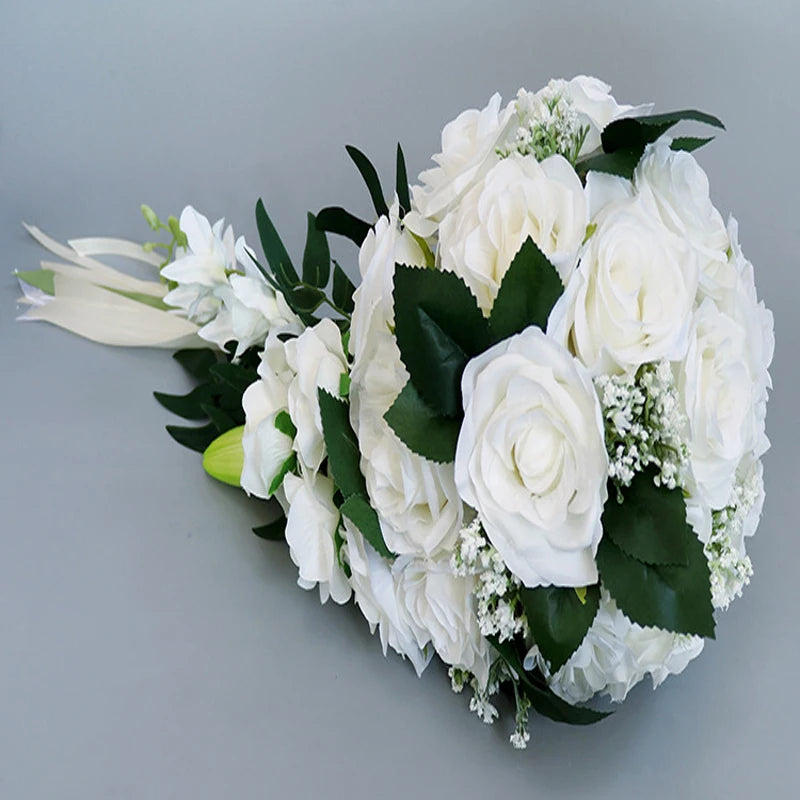 13" Bridal Bouquet in White