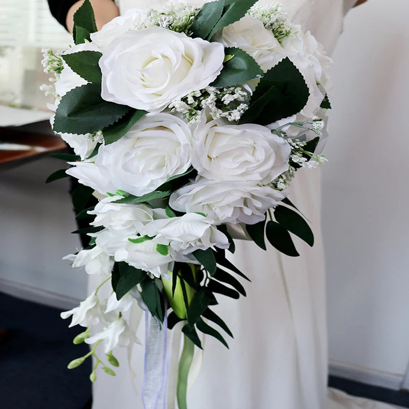 13" Bridal Bouquet in White