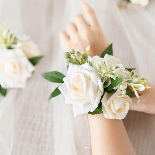 4.75 inch WRIST CORSAGES White -Orange