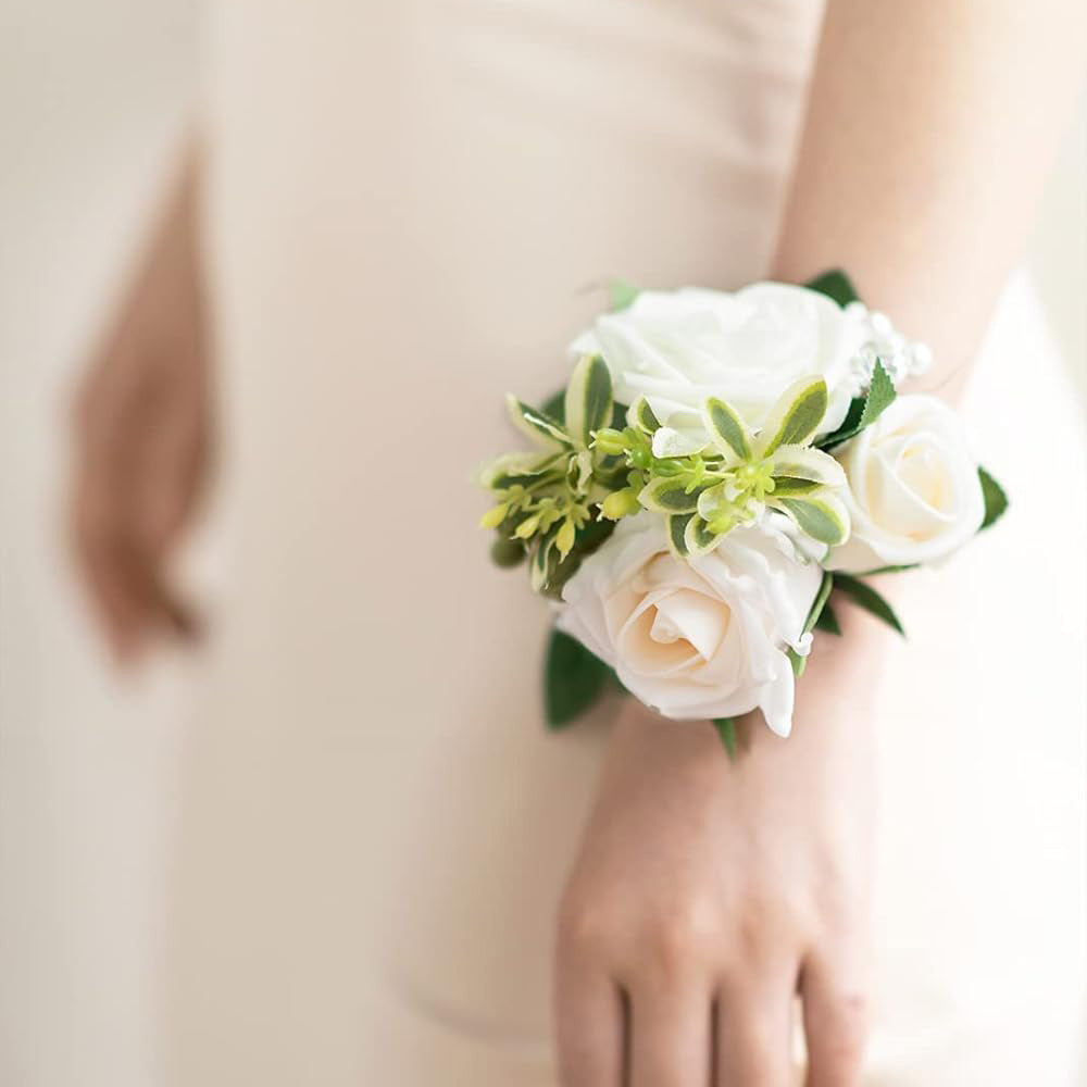 4.75 inch WRIST CORSAGES White -Orange