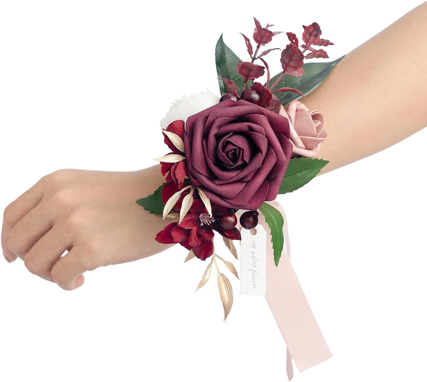 4.75 inch WRIST CORSAGES White -Orange
