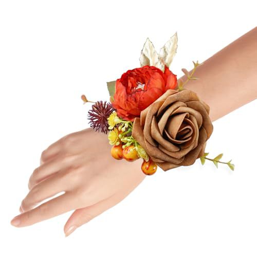 4.75 inch WRIST CORSAGES White -Orange