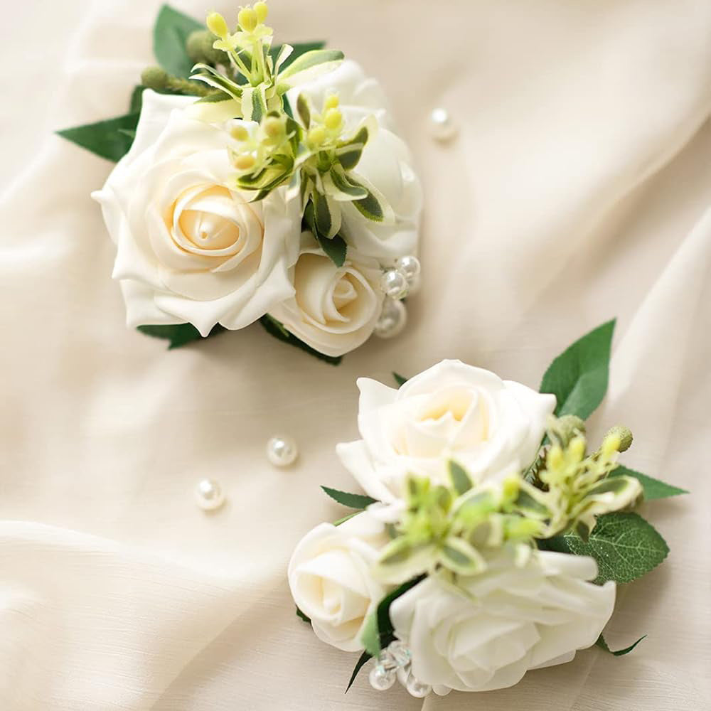 4.75 inch WRIST CORSAGES White -Orange