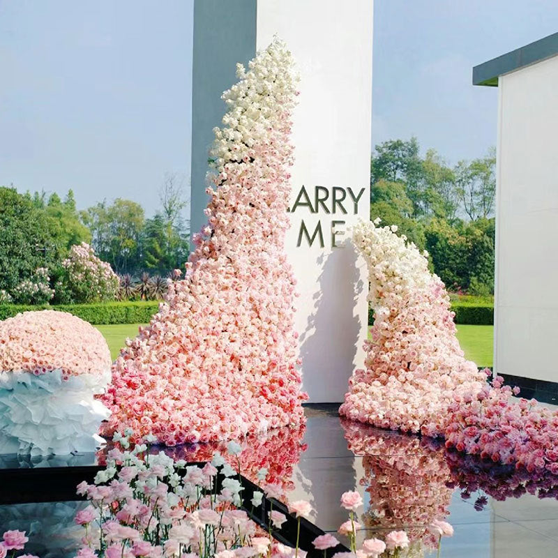 Red Austin Rose Flower Wall for Wedding