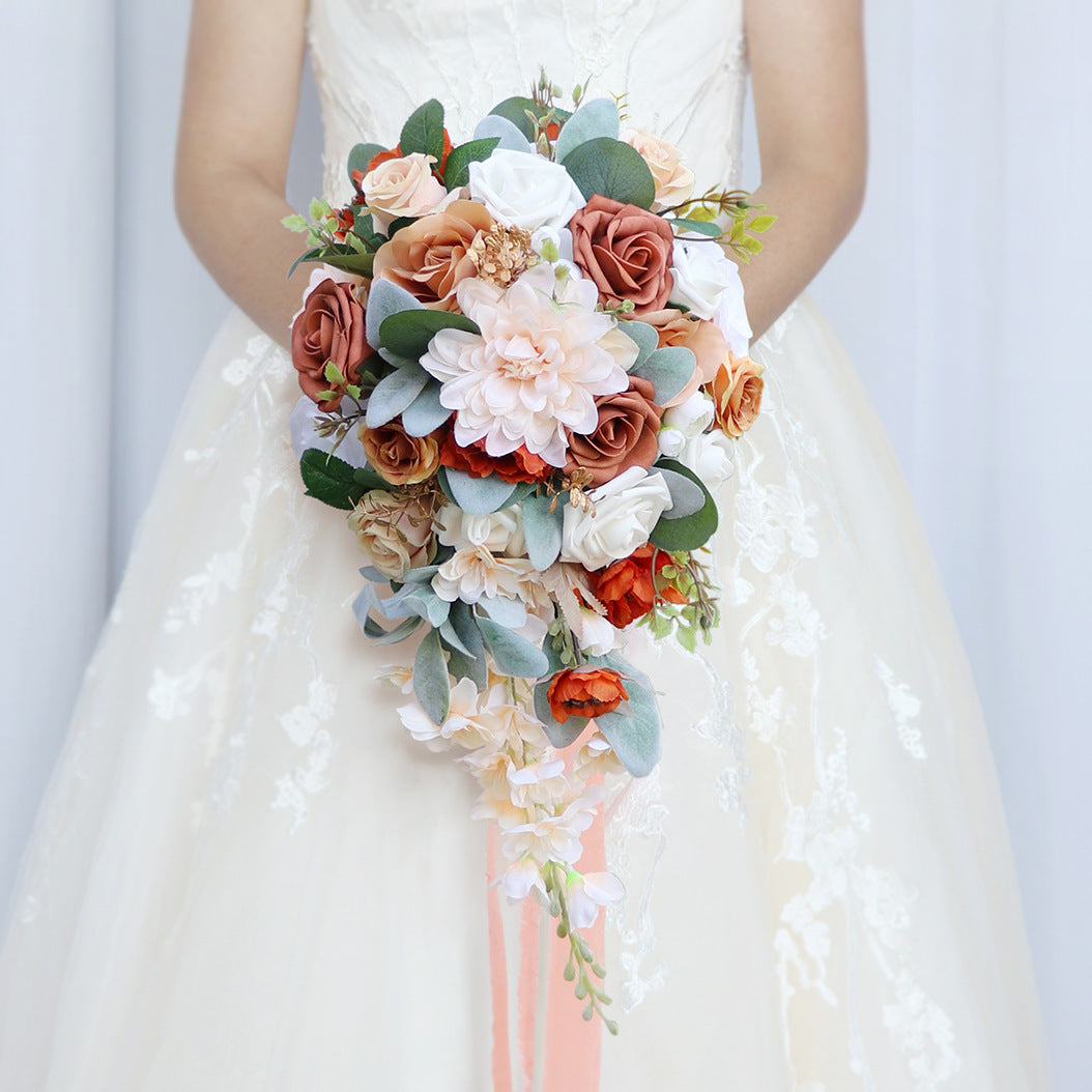 SMALL CASCADE CHAMPAGNE BRIDAL BOUQUET
