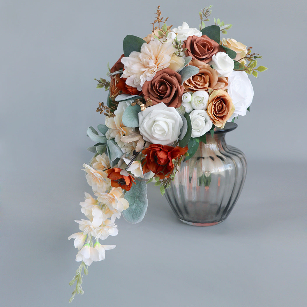 SMALL CASCADE CHAMPAGNE BRIDAL BOUQUET