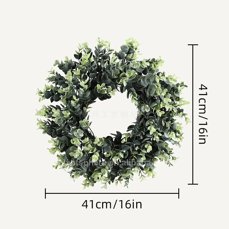 16" Wide Large Artificial Boxwood Candle Ring Holder -Green