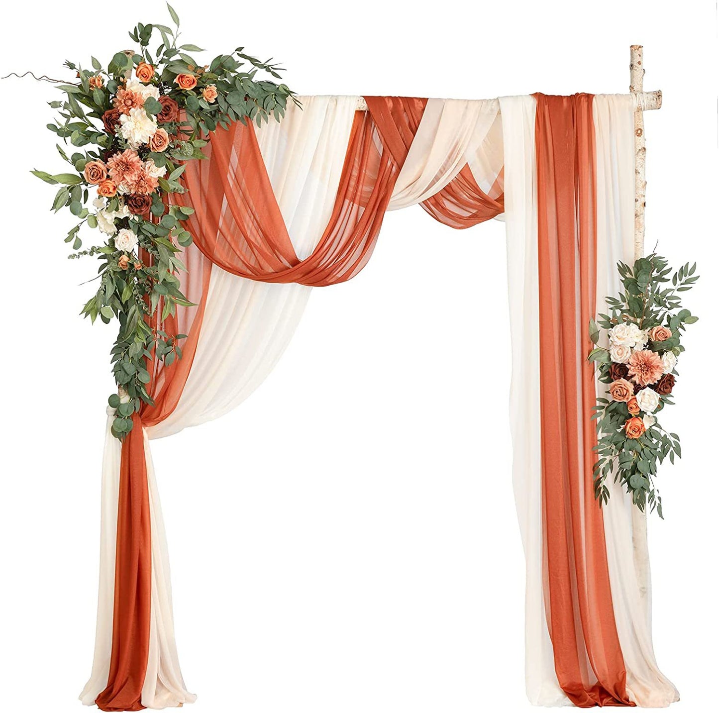 4 ft LARGE FLOWER ARCH DECOR WITH DRAPES IN MANY COLORS,(PACK of 5)