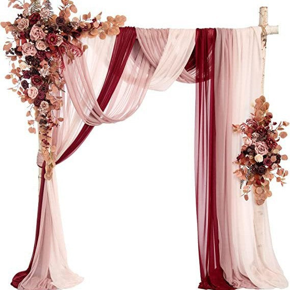 4 ft LARGE FLOWER ARCH DECOR WITH DRAPES IN MANY COLORS,(PACK of 5)
