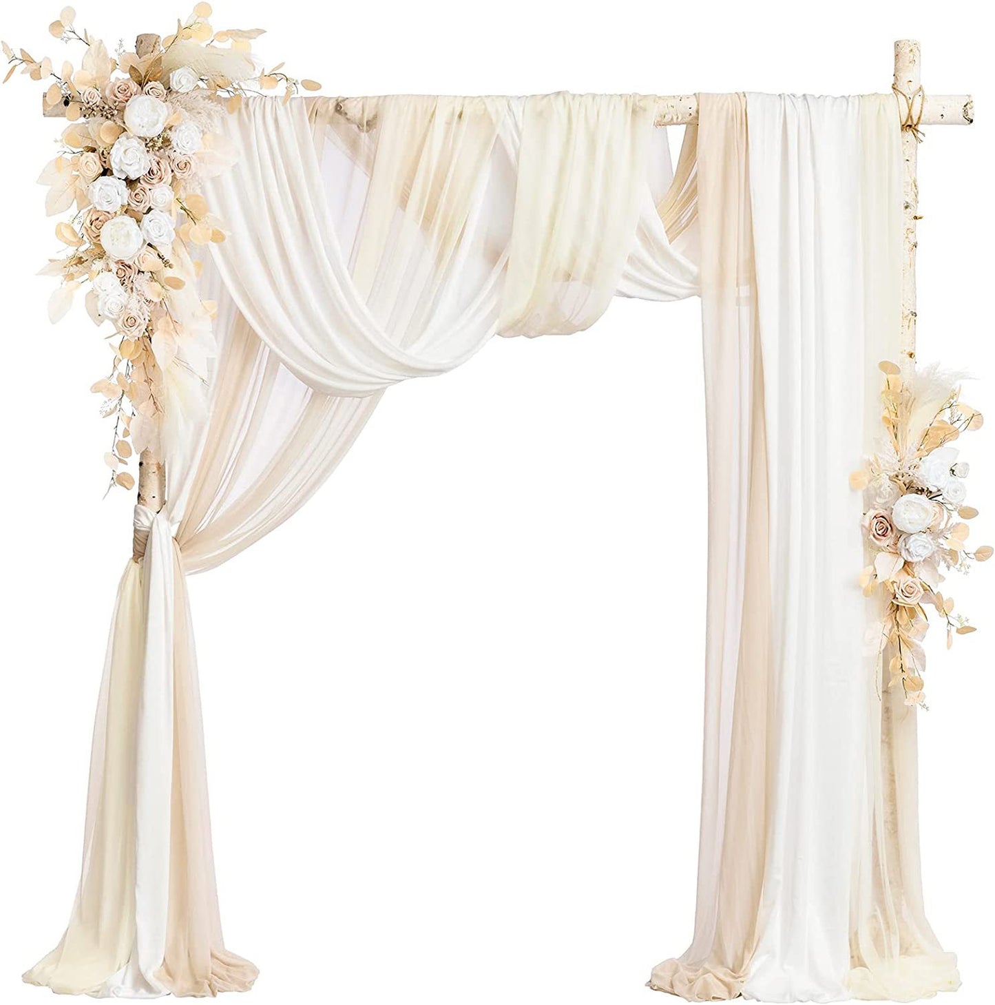 4 ft LARGE FLOWER ARCH DECOR WITH DRAPES IN MANY COLORS,(PACK of 5)