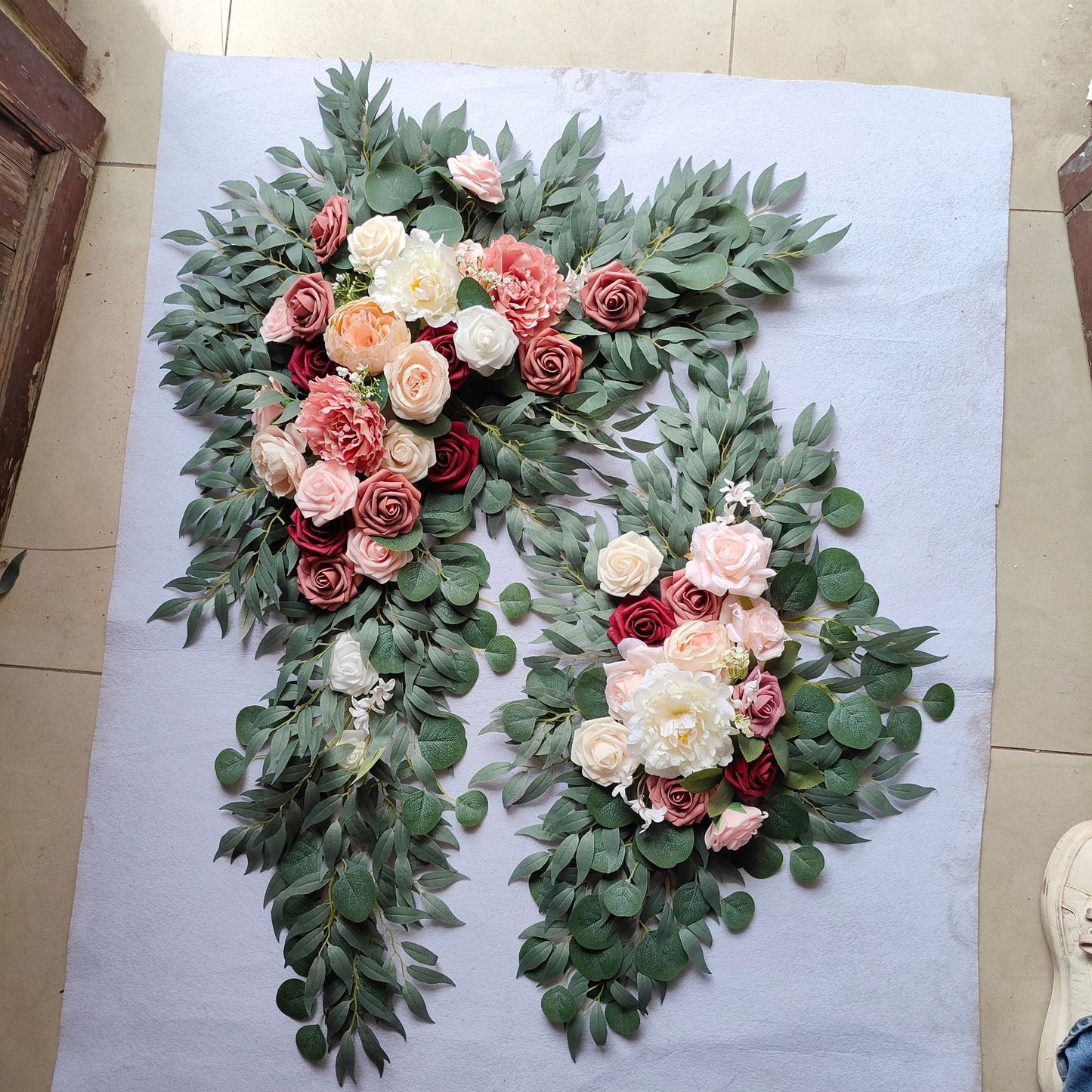 4 ft LARGE FLOWER ARCH DECOR WITH DRAPES IN MANY COLORS,(PACK of 5)