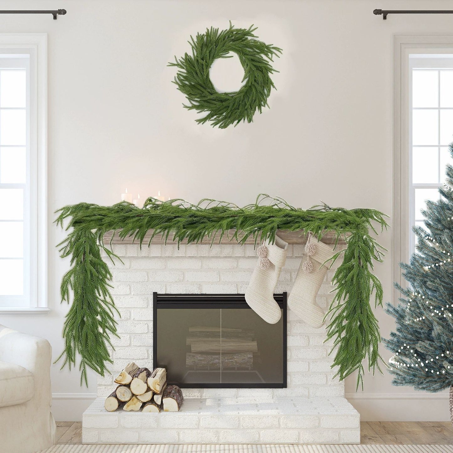 Real Touch Norfolk Pine Garland, Pack of 5