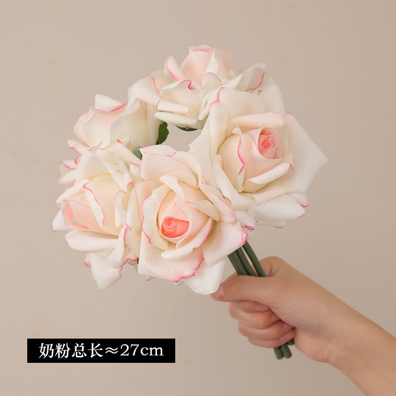 Everlasting Elegance: Lifelike 5-Stem Silk Rose Bouquet - Zero Maintenance Luxury