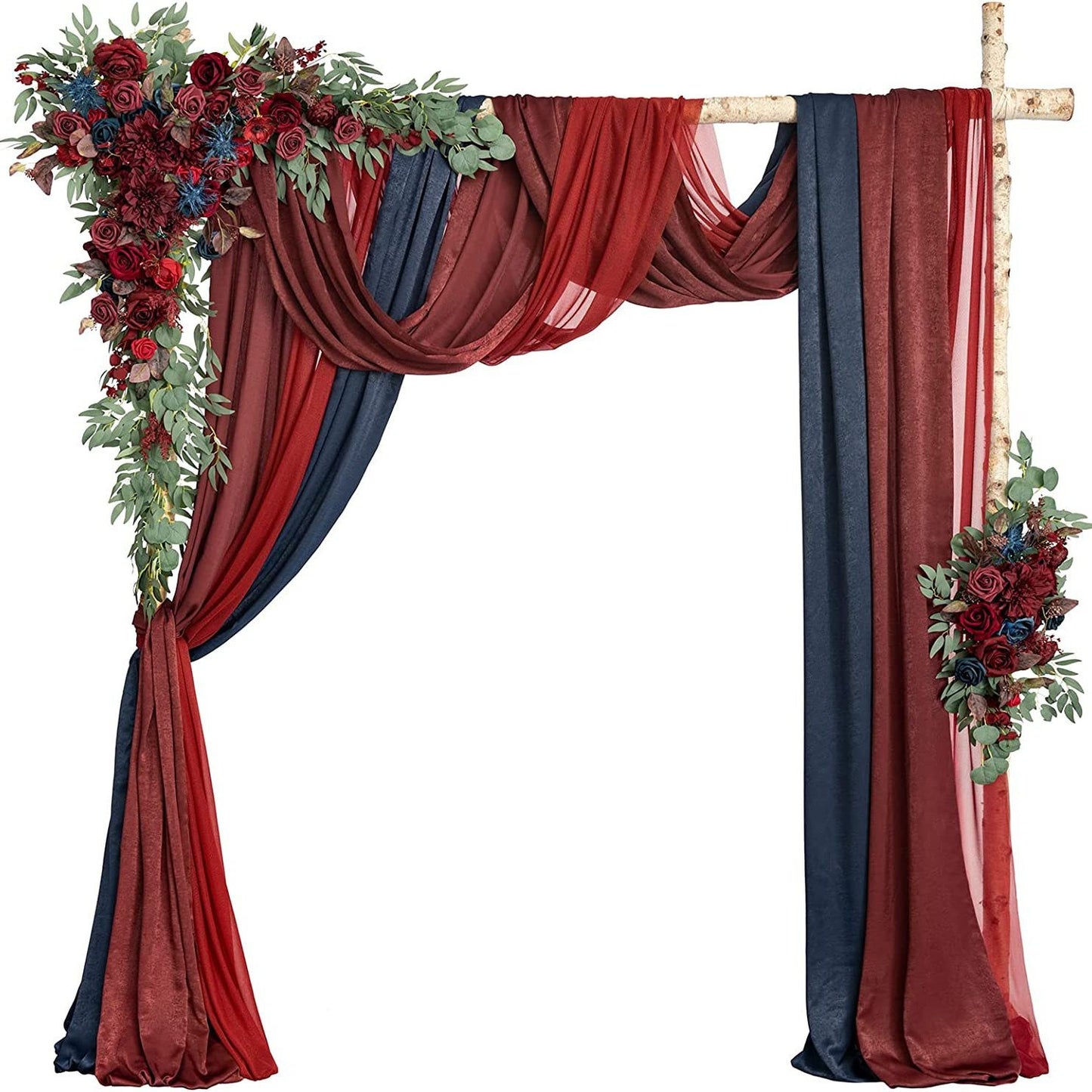 4 ft LARGE FLOWER ARCH DECOR WITH DRAPES IN MANY COLORS,(PACK of 5)