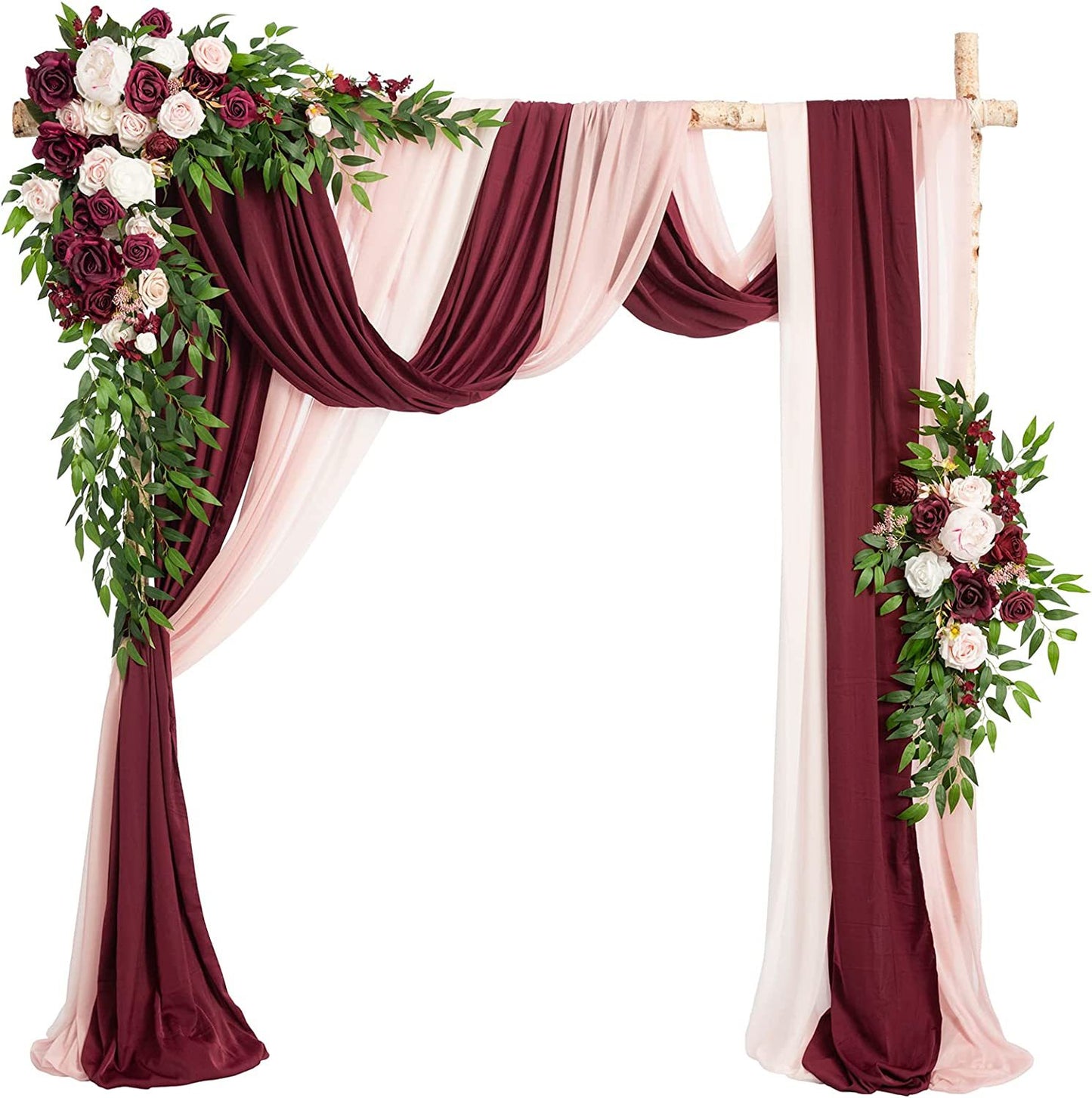4 ft LARGE FLOWER ARCH DECOR WITH DRAPES IN MANY COLORS,(PACK of 5)