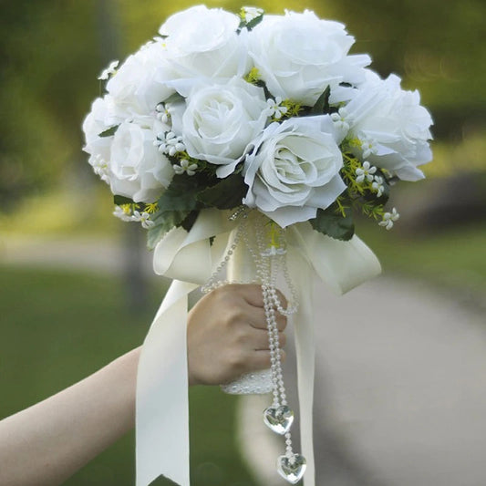 13" Bridal Bouquet in Natural Whites