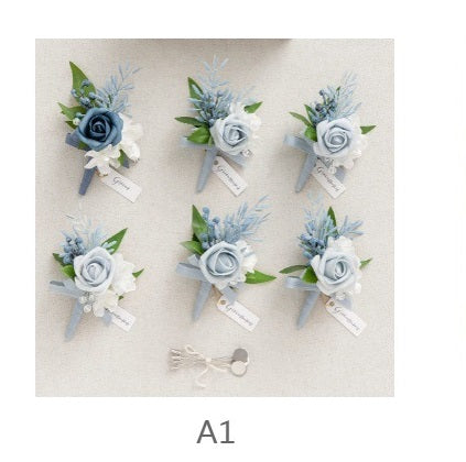 Set of 6 Boutonnieres in many colors for wedding decor（Design A）