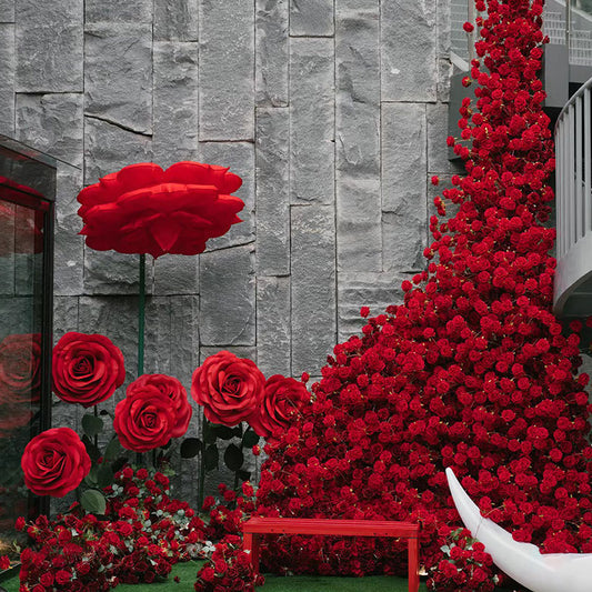 Red Austin Rose Flower Wall for Wedding
