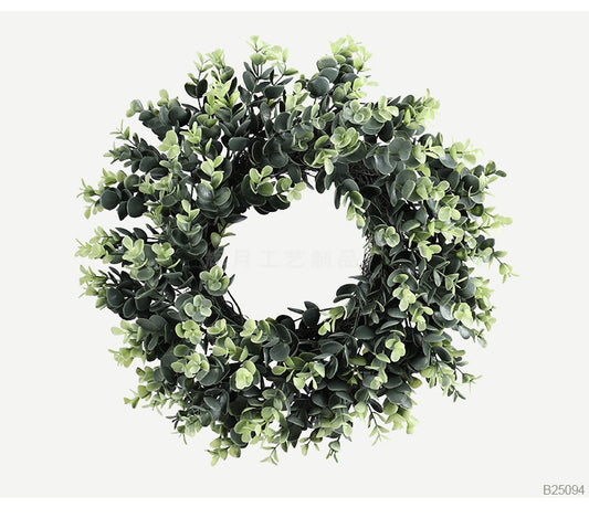 16" Wide  Large Artificial Boxwood Candle Ring Holder -Green