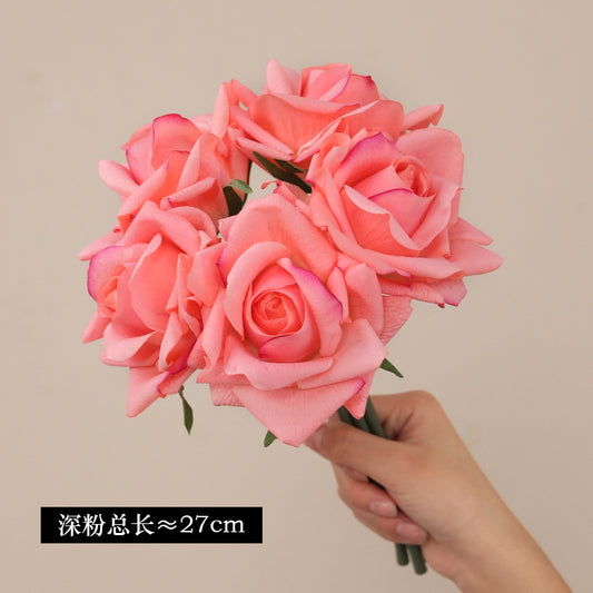 Everlasting Elegance: Lifelike 5-Stem Silk Rose Bouquet - Zero Maintenance Luxury