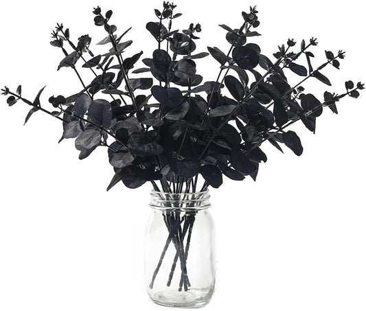 Black Eucalyptus Stems Leaves Branches Fake Flower Arrangement Farmhouse Decor