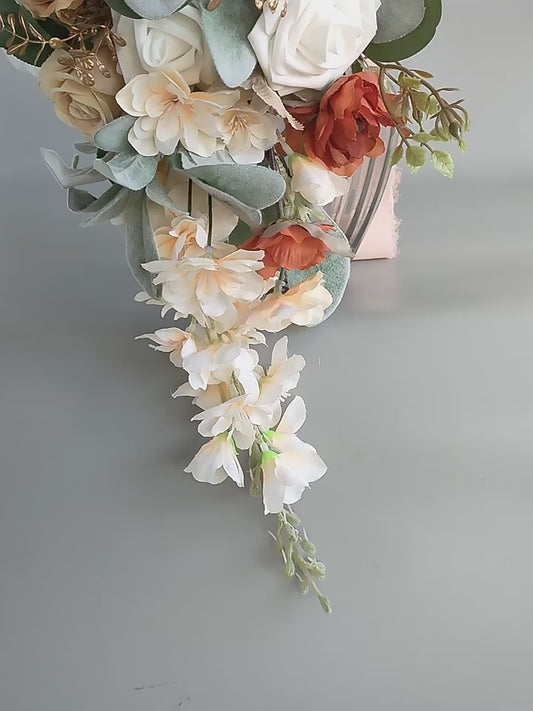 SMALL CASCADE CHAMPAGNE BRIDAL BOUQUET
